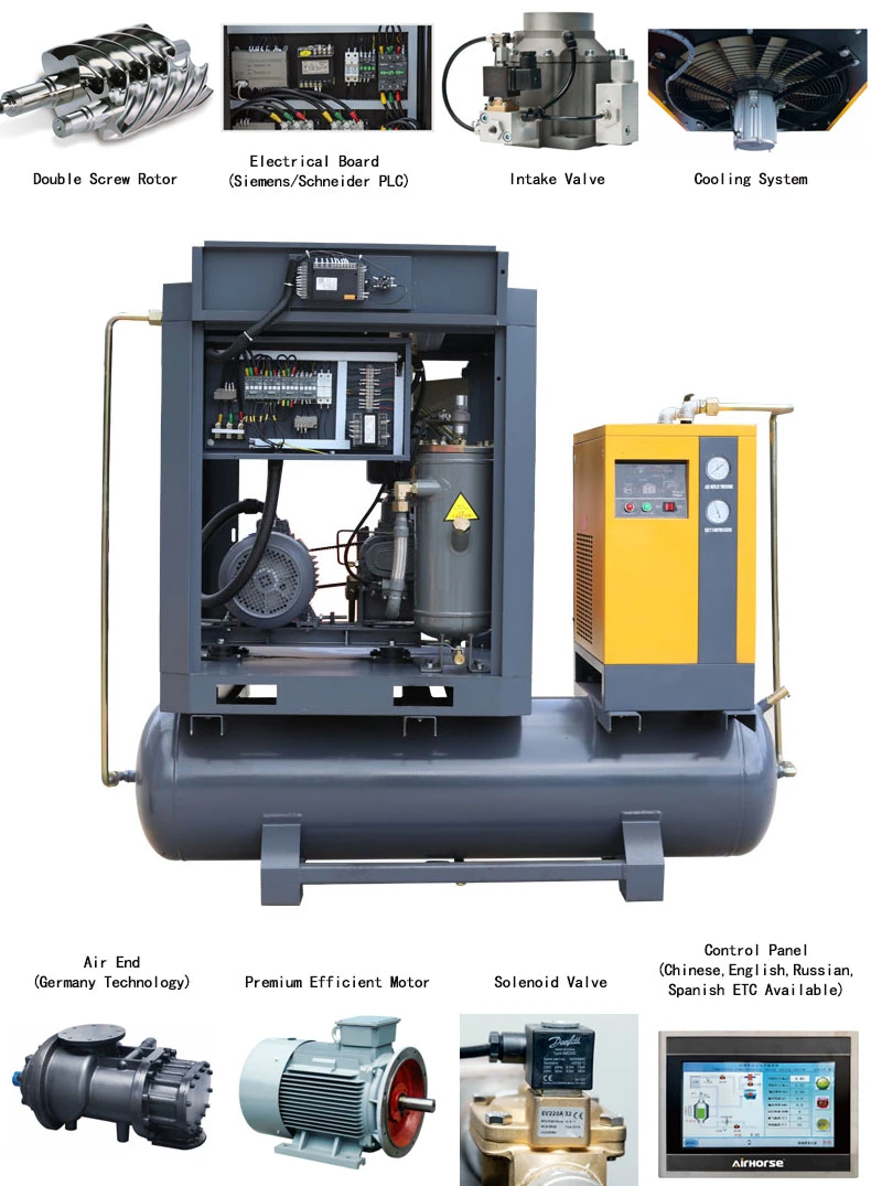 Air Compressor Supplier 3-in-1 Integrated with Tank and Dryer for Coke Oven Gas Recovery 9bar 39cfm 7.5/10kw/HP