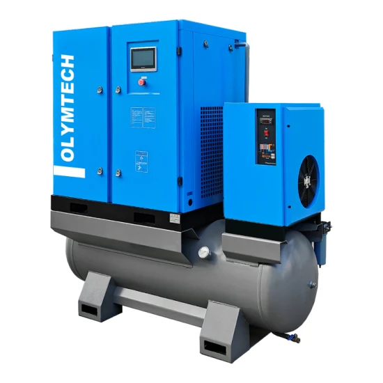 Compressore d'aria rotativo industriale a vite industriale tutto in uno AC a magnete permanente ad alta pressione ASME 7,5 kW/11 kW/15 kW/22 kW e 8 bar/10 bar/15 bar/16 bar VSD